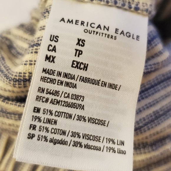 AE Outfitters Paperbag High Waisted Linen Blend Striped Tapered Pants Size XS - Picture 16 of 16